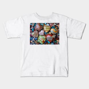 Seven Polished Heart Stones Kids T-Shirt